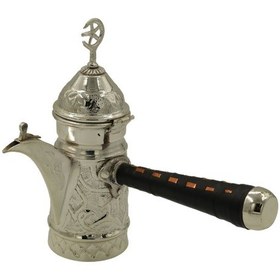 Resim Gümüş Kaplama Nakışlı Bakır Mırra Cezve 24 Cm 