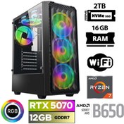 Resim XASER Thunder x70 Ryzen 7 7700 16GB DDR5 Ram 2TB M.2 NVMe SSD 12GB RTX5070 Masaüstü Oyuncu Bilgisaya 