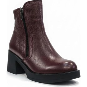Resim Bordo Kadın Hakiki Deri Topuklu Bot 074.602-1 Bordo 