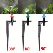 Resim 15 adet 90/180/360 Derece Mikro Püskürtme Nozulları ile 1/4" saç tokası Bağlayıcı - Dayanıklı Plastik Bahçe Sulama Püskürtücüler, Ev, Seracılık ve Açık Hava Sulama, Bahçe Püskürtücü Aksesuarları | Ayarlanabilir Püskürtme Deseni | Plastik Yapı, Bahçe Sulama Sistemi 