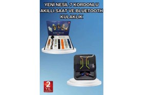 Resim Marsilyan 2025 Model Kablosuz Kulaklık ve Yeni Nesil Akıllı Saat Metal Kayış Plastik Kayış 