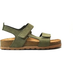 Resim Onlo Ayakkabı 303 Hakiki Deri Haki Ortopedik Erkek Çocuk Sandalet Haki 
