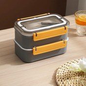 Resim Vagonlife Bento Lunch Box Ofis-okul Için Yeni Nesil Sefer Tası Çift Kat 4 Bölme Paslanmaz Çelik F494 