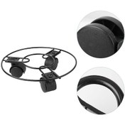 Resim Siyah Saksı Tepsisi Saksı Tabanı Hareketli Raf Demir Raf Destekleri Kasnak Tutucu Stand 