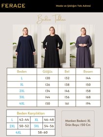 Resim Umre Ferace: Kadin Buyuk Beden Tesettur Ferace Fermuarlı Yandan Baglamalı Kusaklı Ferace Elbise Oversize - Lacivert / 3XL 