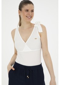 Resim U.S. Polo Assn. Kadın Beyaz V Yaka Tişört 50287560-VR013 