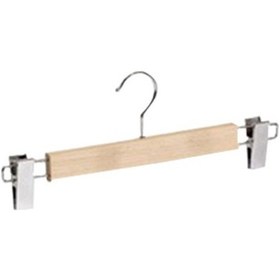 Resim Ahşap Askı. Elbise Pantolon Etek Askısı. Mandallı Askı. 10 Lu Kahverengi 