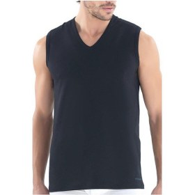 Resim Blackspade 9227 Erkek 2 Li Loose Fit V Yaka Siyah Sıfır Kol Atlet 
