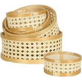 Resim Evdema Çok Amaçlı Rattan Hazeranlı Krem 5'li Tepsi Seti Ak.jj0006 Krem 