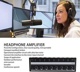 Resim Kulaklık Amplifikatörü, 8 Kanal Taşınabilir Metal Stereo Amplifikatör, Mini Kulaklık Ayırıcı, Stüdyo Ve Sahne Için 100 Ila 240V(EU), kulaklık amplifikatörü kulaklık amplifikatörü gitar kulaklık a 