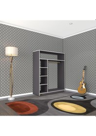 Resim Kenzlife giysi dolabı necmettin 150*120*40 gri gardırop 
