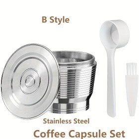 Resim Espresso Filtreleri, Bardak/Kaşık/Fırça Seti ile Yeniden Kullanılabilir Paslanmaz Çelik Kahve Kapsülü Seti - Daha İyi Lezzet İçin Toz Dolgusu, Tam Kahve Makinesi Aksesuarları 