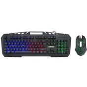 Resim Miniso Siyah Everest Kmx-99 Usb Gökkuşağı Zemin Aydınlatmalı Q Oyuncu Klavye Ve Mouse Set 
