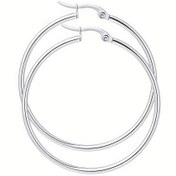 Resim Kadınlar için Şık Paslanmaz Çelik Huggie Hoop Küpeler - Çok Yönlü 40/50mm, Günlük ve Parti Kullanımı için Mükemmel, Sonsuz, Büyük Küçük 