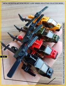 Resim OYUNCAKSAHİLİ Metal Helikopter Seti 4 Adet Birden Model Koleksiyon Savaş Atak Model Koleksiyon Set 9cm 