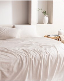 Resim Tracey King Size %100 Pamuk Pileli Linen Look Yıkamalı Çarşaflı Nevresim Takımı - Beyaz 8684427125526 Çok Renkli 
