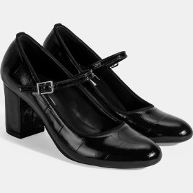 Resim Desa Kadın Siyah Ayarlanabilir Metal Tokalı Mary Jane Topuklu Ayakkabı 