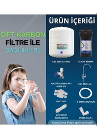 Resim 8 LT Metal Tanklı Çift Karbonlu Kapalı Kasa Pompalı Mavi Su Arıtma Cihazı 