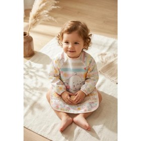 Resim Babydonat 2'li Paket Sıvı Geçirmez Uzun Kollu Mama Önlüğü 6-24 Ay - Blw Uyumlu Leke Tutmaz Kırıntı Cepli Bebek Önlüğü Kuğu Pembe Fil Desenli 