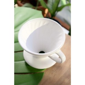 Resim Mujo Coffee Seramik V60 Filtre Kahve Demleme Beyaz Renk 