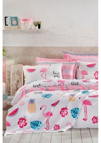 Resim Enlora Home Baskılı Pike Takımı Çift Kişilik Kokteyl Beyaz 