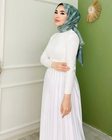 Resim Boğazlı Triko Badi Beyaz - Standart 