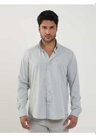 Resim Dufy Haki Erkek Regular Fit Düz Brent Düğmeli Yaka Uzun Kol Gömlek - 102204-haki Haki 