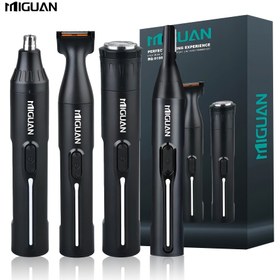 Resim Erkekler için dört bir arada kulak ve burun kılı makası - USB şarj edilebilir profesyonel güzellik seti Vücut kıllarını düzeltme seti Sakal, patluklar ve kaşlar için sakal tıraş makineleri Hem evde hem de seyahatte kullanım için çok uygun Tatil hediyesi 