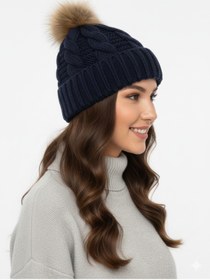 Resim STELLA VESTİNO Suni Kürklü Ponponlu Bere Unisex | Örgü Kışlık Erkek & Kadın Bere Modeli 