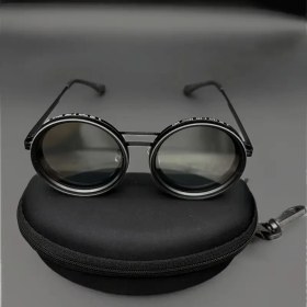 Resim Retro Yuvarlak TAC Lensli Ayarlanabilir Alüminyum Magnezyum Alaşımlı Çerçeve Gözlük - Vintage Steampunk Tarzı Unisex, Tatiller ve Özel Günler İçin, Dayanıklı Pil Gerektirmeyen Koruyucu Kılıf Dahil, Moda Aksesuar, Tam Çerçeveli Tasarım, Sağlam Yapım, Şık Çerçeve, Hediye Seçimi, El İşi Detaylar, Trendy Çerçeve, Sevgililer Günü Hediyesi 