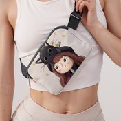 Resim Şık Kız ve Kedi Çapraz Vücut Çantası - Seyahat, Yürüyüş, Yoga için Ayarlanabilir Hafif Spor Bel Çantası - Fermuarlı Kapatmalı Polyester Kadın Askılı Göğüs Çantası 