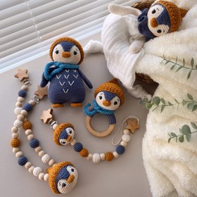 Resim Amigurumi Şapkalı Penguen Oyuncak - 6 Parça Bebek Seti 