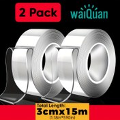 Resim 2'li Paket WALQUAN Nano Çift Taraflı Bant - Yeniden Kullanılabilir & Yıkanabilir Şeffaf Yapıştırıcı, Ev, Mutfak, Banyo, Ofis, Araba için Güçlü Tutuş - Plastik, Ahşap, Cam, Metal, Taş Yüzeyler için Çok Amaçlı, Mutfak Yapıştırıcısı, Çok Yönlü Yapıştırıcı 