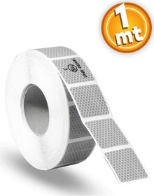 Resim Badem10 Reflektörlü Araç Oto Kamyon Dış Aksesuar Reflektif Fosforlu Şerit Bant Kesikli Beyaz Ikaz Bandı 1 Mt 