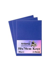 Resim Mavi Keçe 50 x 70 CM 2.0 MM 3 Adet Renkli Hobi Keçesi Elişi Keçesi Anasınıfı Kreş Okul Öncesi 