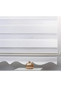 Resim Geniş Plise Beyaz Eteği Dilimli Stor Zebra Güneşlik Perde Alüminyum Kasa, Metal Ayak 