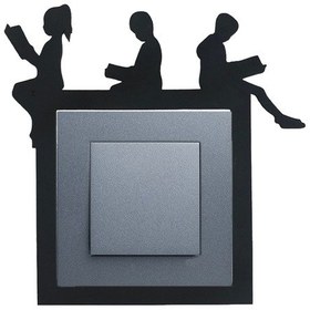 Resim Çocuk Odası Ahşap Priz Çerçevesi Dekorasyon Kitap Okuyan Çocuk Figürlü 