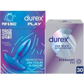 Resim Durex Titreşimli Anal Plug Tıkaç + Durex Yok Ötesi Ultra Kaygan İnce Prezervatif 30'lu 