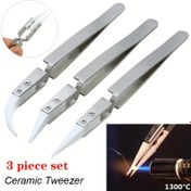 Resim 3 adet Seramik Düz Uçlu Cımbız, 1600c/3000F Isıya Dayanıklı Lehimleme Cımbızı Elektronik Tamir, Mücevher, Bilgisayar ve Laboratuvar Çalışmaları için Harika 