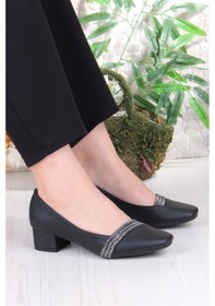 Resim Fort 16503 Erdem Taş Detaylı Alçak Topuklu Kadın Ayakkabı siyah 