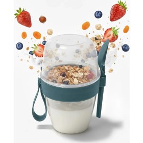 Resim Corcoz Pratik Kaşık Çatallı Müsli Yoğurt Yulaf Salata ve Atıştırma Kabı 600 ml CZ114 