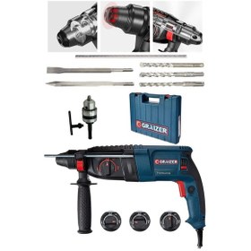 Resim Graizer GRZ3000 3000 W Kırıcı Delici Matkap + Yedek Mandren + 5 Parça Uç Seti 