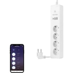 Resim NY Home Akıllı Wi-Fi Destekli 16A 4'lü Çocuk Kilitli Akım Korumalı Çoklu Priz - Neutronlife Uygulaması Üzerinden Kontrol - Zamanlayıcı Fonksiyon - USB Type-C Girişleri - 4'lü Priz 