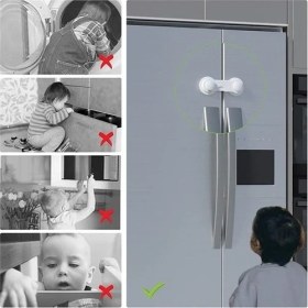 Resim Ozcmax Bebek Çocuk Güvenliği Çekmece ve Dolap Için Kendiliğinde Yapışkanlı Vidasız Kapak Kilidi 