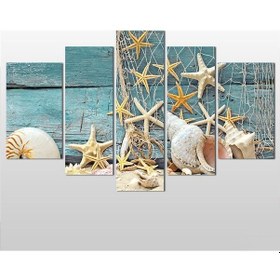 Resim Deniz Yıldızı Ve Deniz Kabuğu Kanvas Tablo 122x70cm 