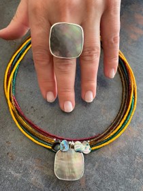 Resim Doğaltaş Gümüş Okyanus Sedefli Cümbüş Set 