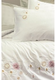 Resim Cotton Box 3d Nakışlı Saten Çift Kişilik Nevresim Takımı Jenika Mint 