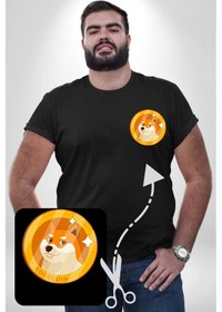 Resim Angemiel Doge Coin Siyah Büyük Beden Kadın Basic Minimal Baskılı Tişört Siyah 