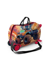 Resim Coral High Kids Turuncu High Wheels Truck Desenli Otur-çek Çocuk Valizi 16365 Turuncu 