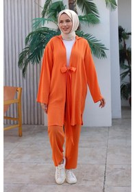Resim Misskayle Bağlama Detaylı Kimono Takım Turuncu 1225 Turuncu 